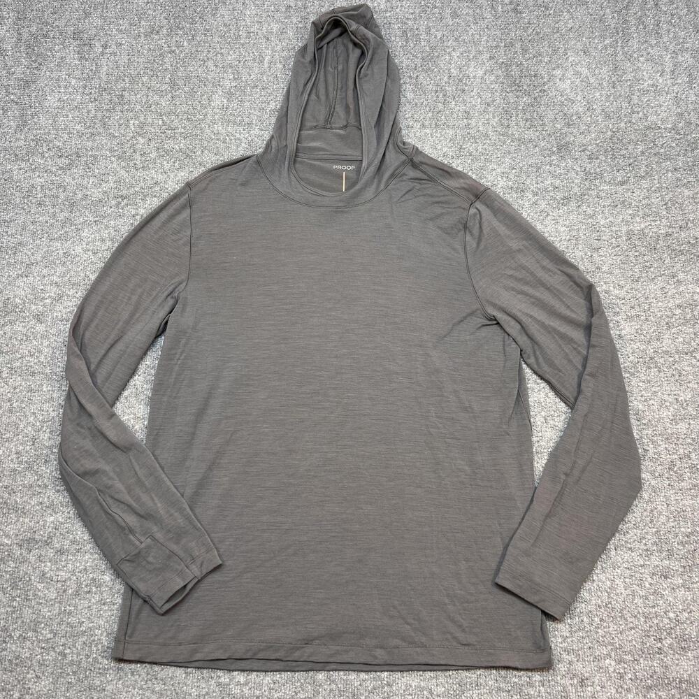Proof Hoodie Mens XL Gray Long Sleeve Merino Wool Hooded Lightweight